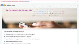 eBay Developers Program FAQs and Contact Channels