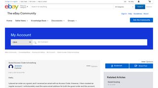 Guest Access Code not working - The eBay Community
