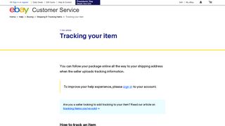 Tracking your item | eBay