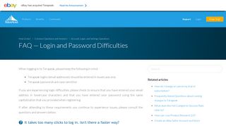 FAQ — Login and Password Difficulties – Help Center