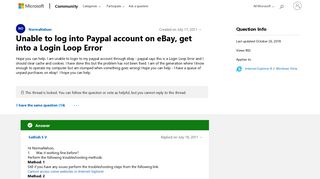 Unable to log into Paypal account on eBay, get into a Login Loop ...