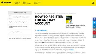 How to Register for an eBay Account - dummies