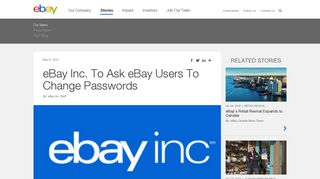 eBay Inc. To Ask eBay Users To Change Passwords