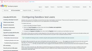 Configuring Sandbox test users - eBay Developers Program