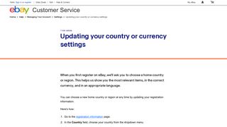 Select a country when you register - eBay