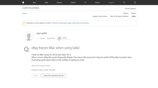 eBay freezes iMac when using Safari - Apple Community