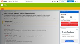 Made a purchase as a guest, now can't track my package. : Ebay ...
