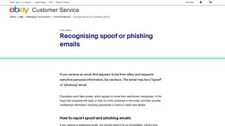 Reporting spoof (fake) emails - eBay