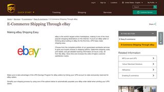 E-Commerce Shipping Through eBay | UPS - United States - UPS.com
