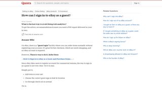 How to sign in to eBay as a guest - Quora