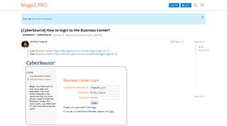 [CyberSource] How to login to the Business Center? - Magento 2