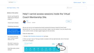 Help! I cannot access sessions inside the Virtual Coach Membership ...