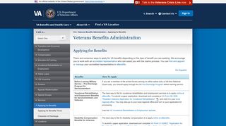 Applying for Benefits - Veterans Benefits Administration - VA.gov