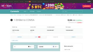 1 EBET to CMS | How much is 1 EthBet in COMSA - Currencio