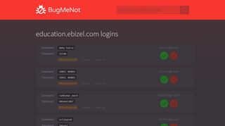 education.ebizel.com logins - BugMeNot
