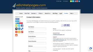 Build A Website - Contact Us - eBizWebpages.com