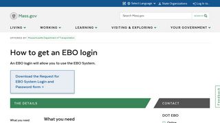 How to get an EBO login | Mass.gov