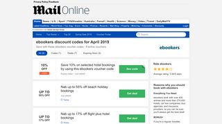 ebookers discount code - 50% OFF in February - Daily Mail