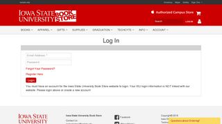Log In - ISU Book Store