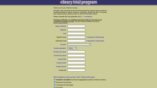 ebrary Trial Signup Form