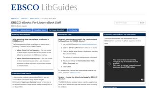 For Library eBook Staff - EBSCO eBooks - LibGuides at Ebsco
