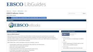 Home - EBSCO eBooks - LibGuides at Ebsco