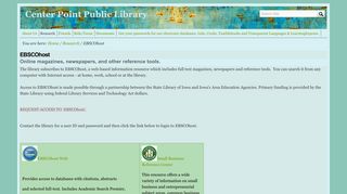 EBSCOhost — Center Point Public Library