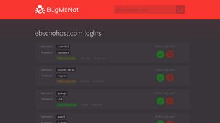 ebschohost.com passwords - BugMeNot