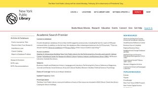 Academic Search Premier | The New York Public Library