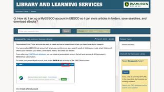 How do I set up a MyEBSCO account in EBSCO so I can store ...