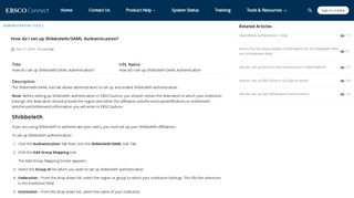 How do I set up Shibboleth/SAML Authentication? - Help - Ebsco