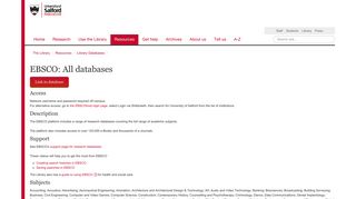EBSCO: All databases | The Library | University of Salford, Manchester