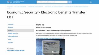 Economic Security - Electronic Benefits Transfer EBT--How To - CT.gov