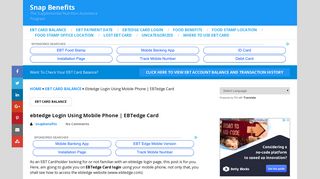 ebtedge Login Using Mobile Phone | EBTedge Card - Snap Benefits