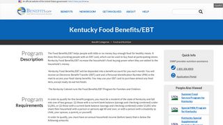 Kentucky Food Benefits/EBT | Benefits.gov