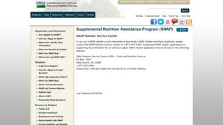 SNAP Retailer Service Center | Food and Nutrition Service