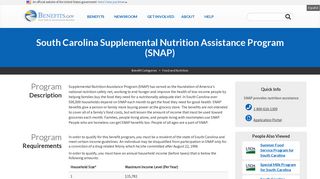 South Carolina Supplemental Nutrition Assistance Program (SNAP ...