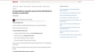 Is it possible to transfer money from SBI Buddy to Paytm or ...