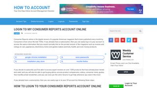 Login to my Consumer Reports Account Online | How To Account