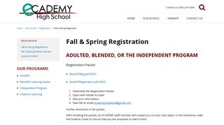 Fall & Spring Registration - eCADEMY Magnet School - School Loop
