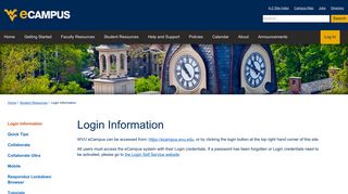 Login Information - WVU eCampus - West Virginia University