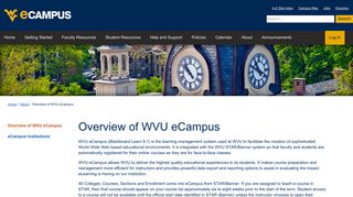 Overview of WVU eCampus - WVU eCampus Information