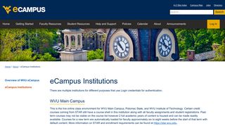 eCampus Institutions - WVU eCampus Information