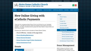 New Online Giving with eCatholic Payments - Notre Dame Catholic ...