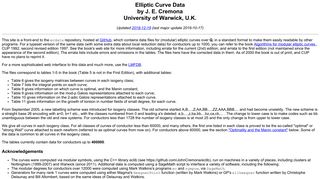 Elliptic Curve Data - GitHub Pages