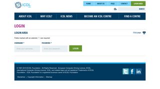 Login Area - ICDL - International Computer Driving Licence