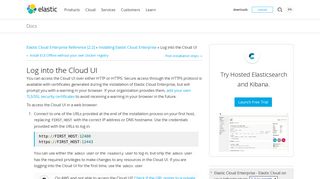 Log into the Cloud UI | Elastic Cloud Enterprise Reference [2.1] | Elastic