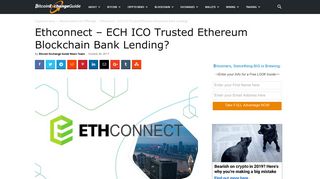 Ethconnect Review - ECH ICO Trusted Ethereum Blockchain Bank ...