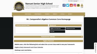 Algebra Home Page - Nanuet Senior High School