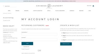 My Account Login | Chinese Laundry